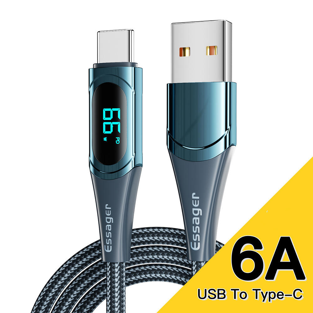 Digital Display Fast Charging Data Cable Zinc Alloy USB Type-C 1m 2m 100W 27W 66 - Picture 4 of 8