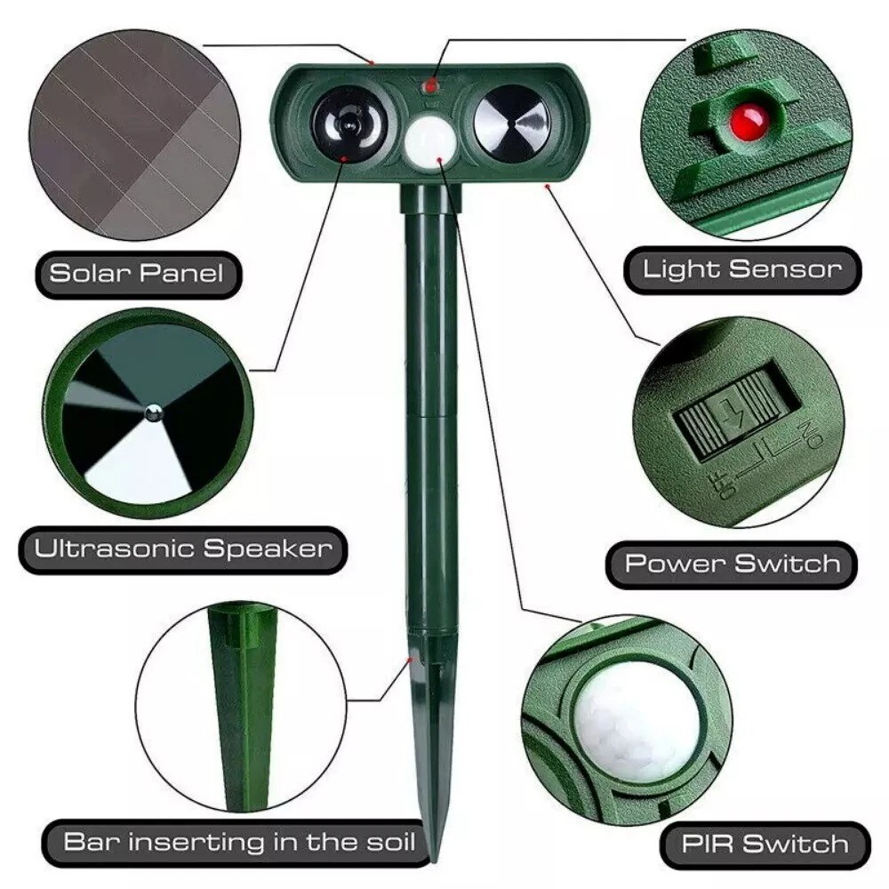 1x Ultrasonic Solar Cat Dog Repellent Fox Pest Scarer Deterrent Repeller Garden — image 3