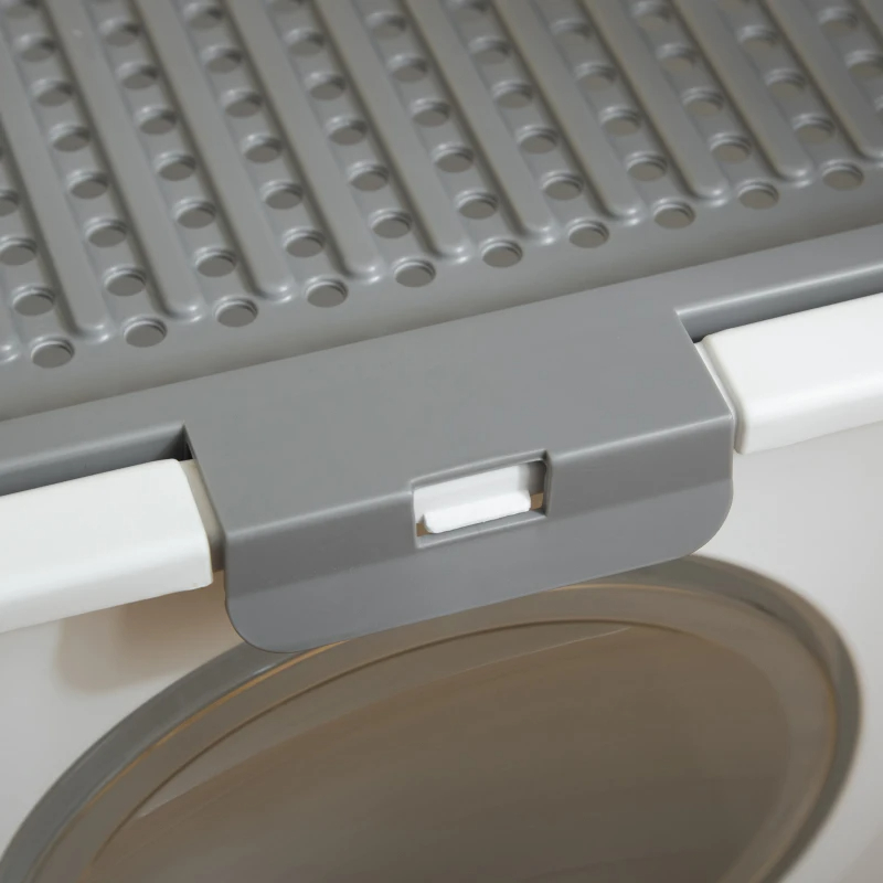 Covered Cat Litter Box, Easy Cleaning Kitty Litter Box With Front Entrance, Top Exit, Scoop, For Odor Control, White