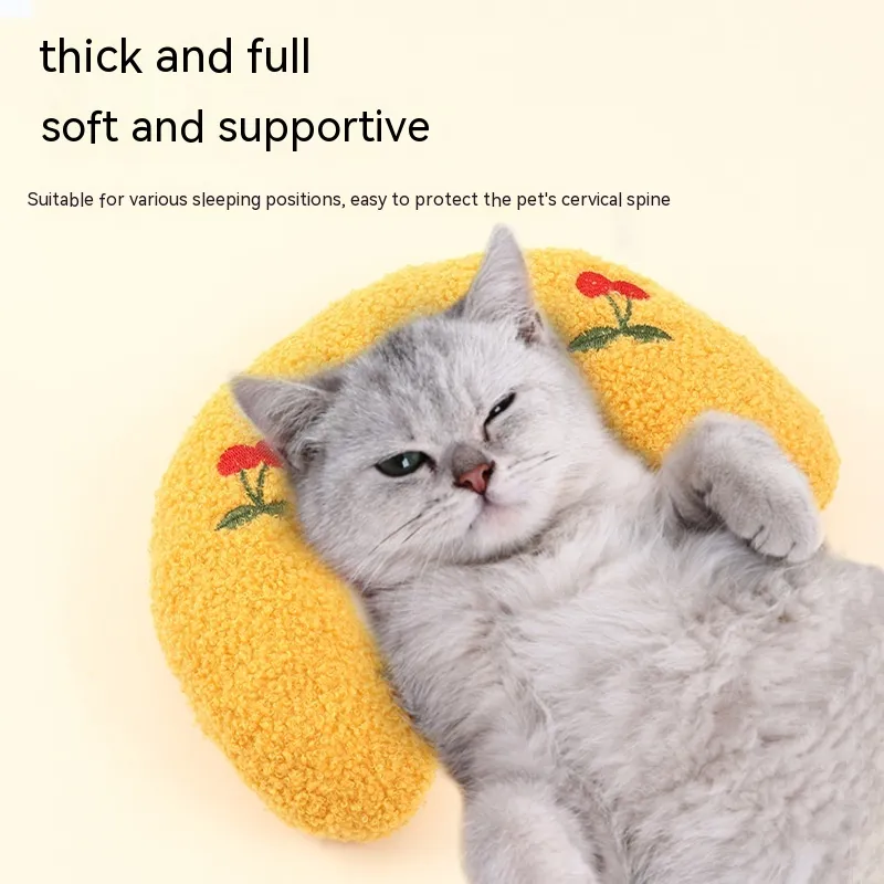 Little Pillow For Cats Fashion Neck Protector Deep Sleep Puppy U-Shaped Pillow Pets Pillow Kitten Headrest Dog Sleeping Pillow Pet Products – image 9