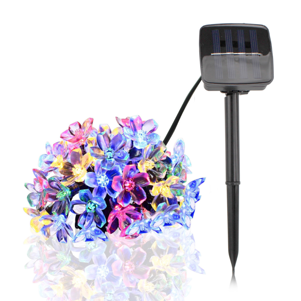 Solar String Lights 12m 100led Peach Flower Waterproof Outdoor