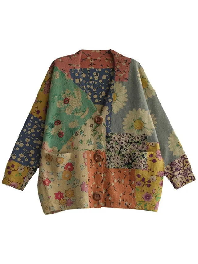 Ethnic Printed Mink Like Knitting Cardigan - Shop at LoveMi