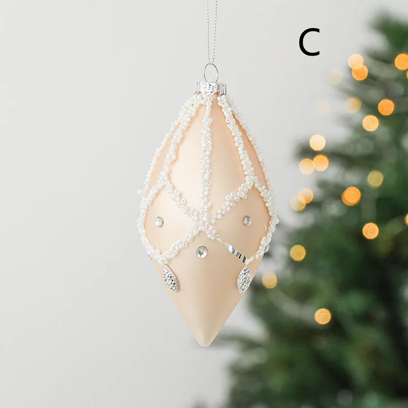 Glass Ball Drop Ball Hand Drawn Christmas Ball Christmas Tree Pendant – image 4