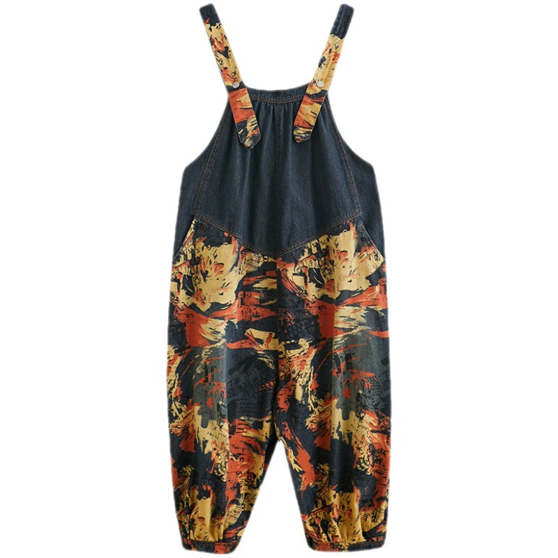 Title 1, Spring Jean Overalls Printed And Washed Stitchi...