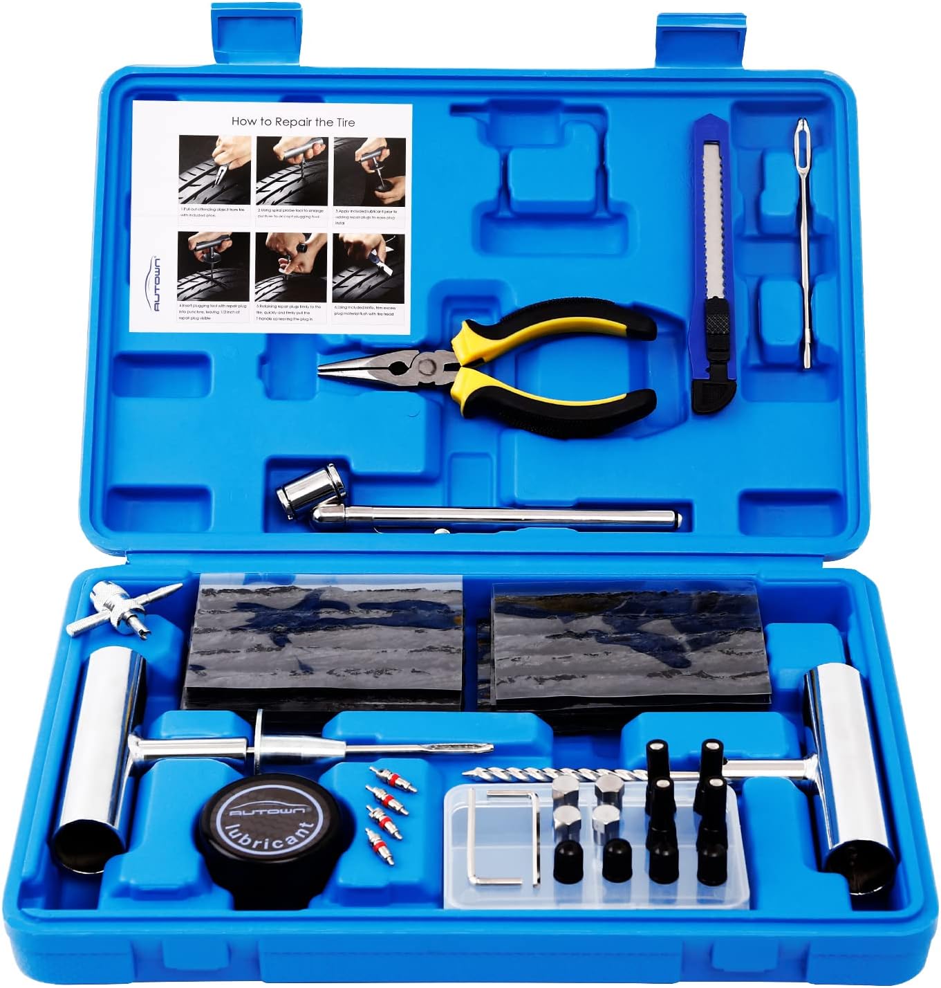 Tire Repair Kit 68pcs Heavy Duty Tire Plug Kit Universal Tire Repair Tools To Fix Punctures And Plug Flats Patch Kit For Car Motorcycle, Truck, ARB ATV Tractor RV SUV Trailer