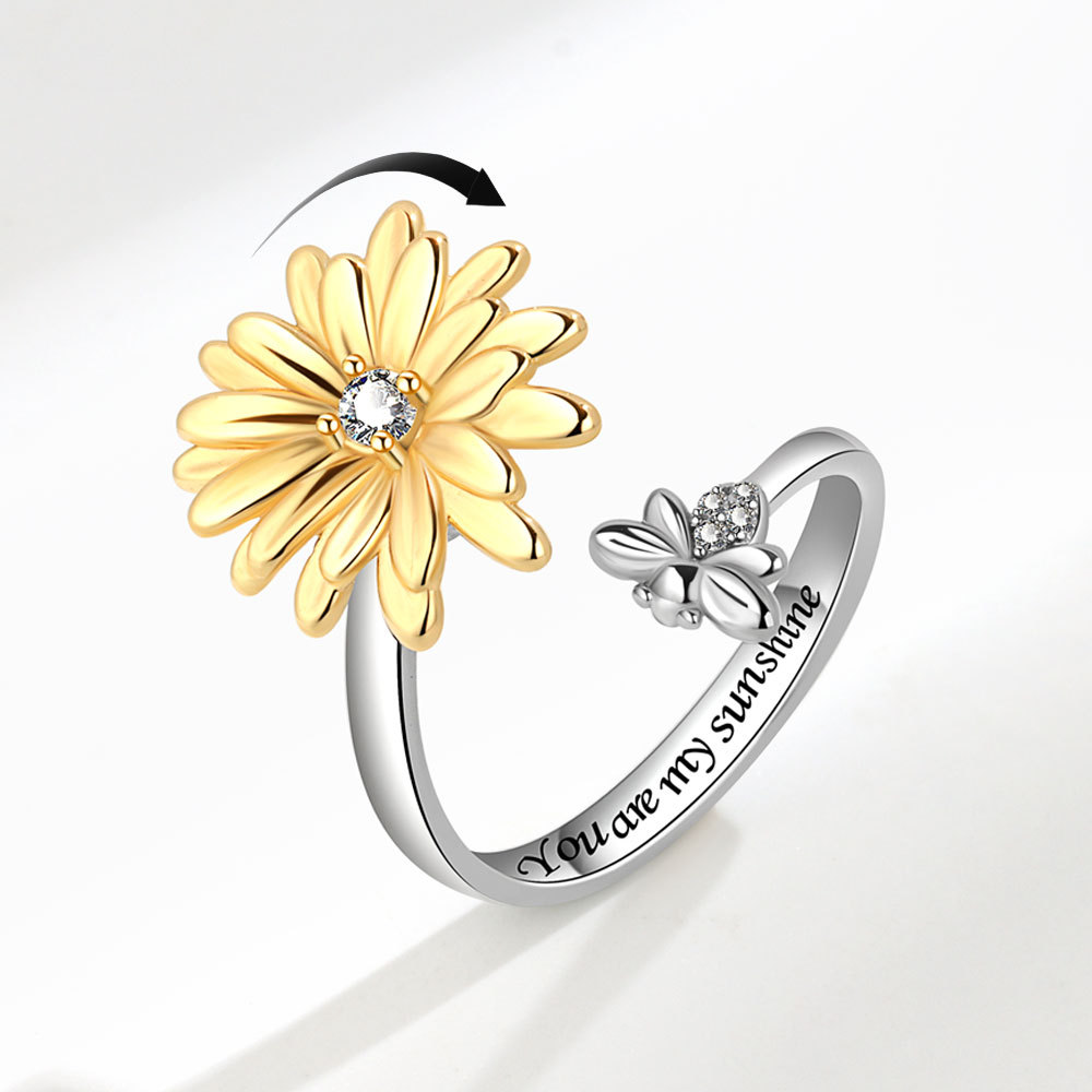 Title 3, Daisy Spinning Ring Personalized Sunflower Fashion