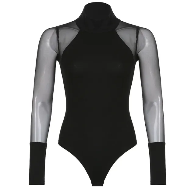 Solid Color Slimming High Collar Bottoming Jumpsuit Black - Shop at LoveMi