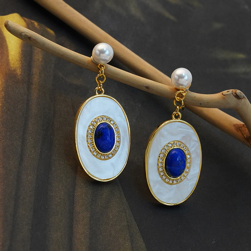 S925 Sterling Silver Inlaid Natural Lapis Lazuli Pendant