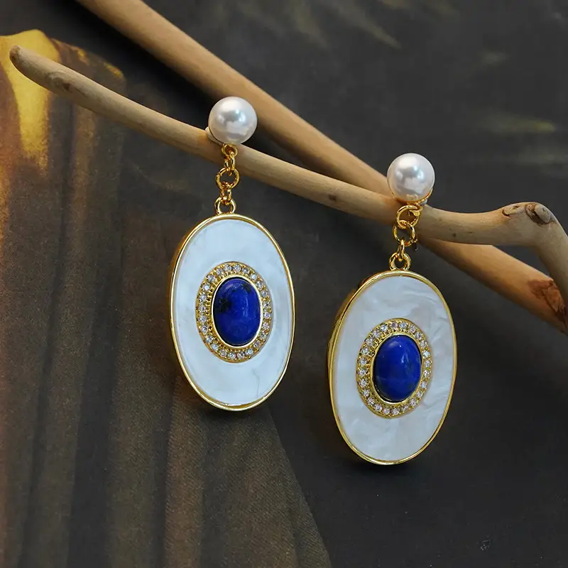 S925 Sterling Silver Inlaid Natural Lapis Lazuli Pendant