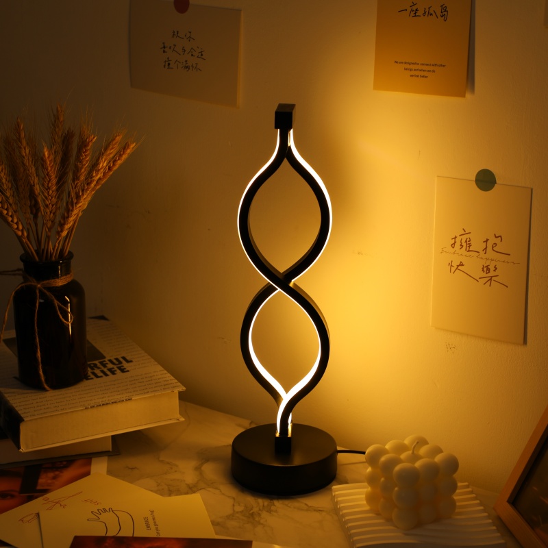 2Pcs Modern Wave-Shaped USB Desk Lamp With 3-Color Dimmable Lighting For Bedroom — foto 2