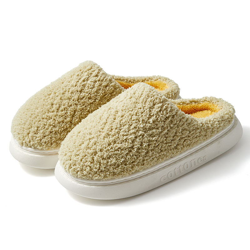 Plaid Couple Home Warm Cotton Slippers Green - Shop at LoveMi