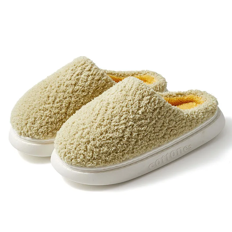 Plaid Couple Home Warm Cotton Slippers - Green