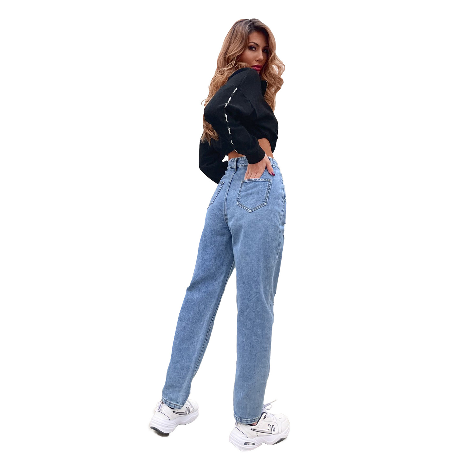 Title 2, Jeans Show A New High Waist Thin Straight Loose