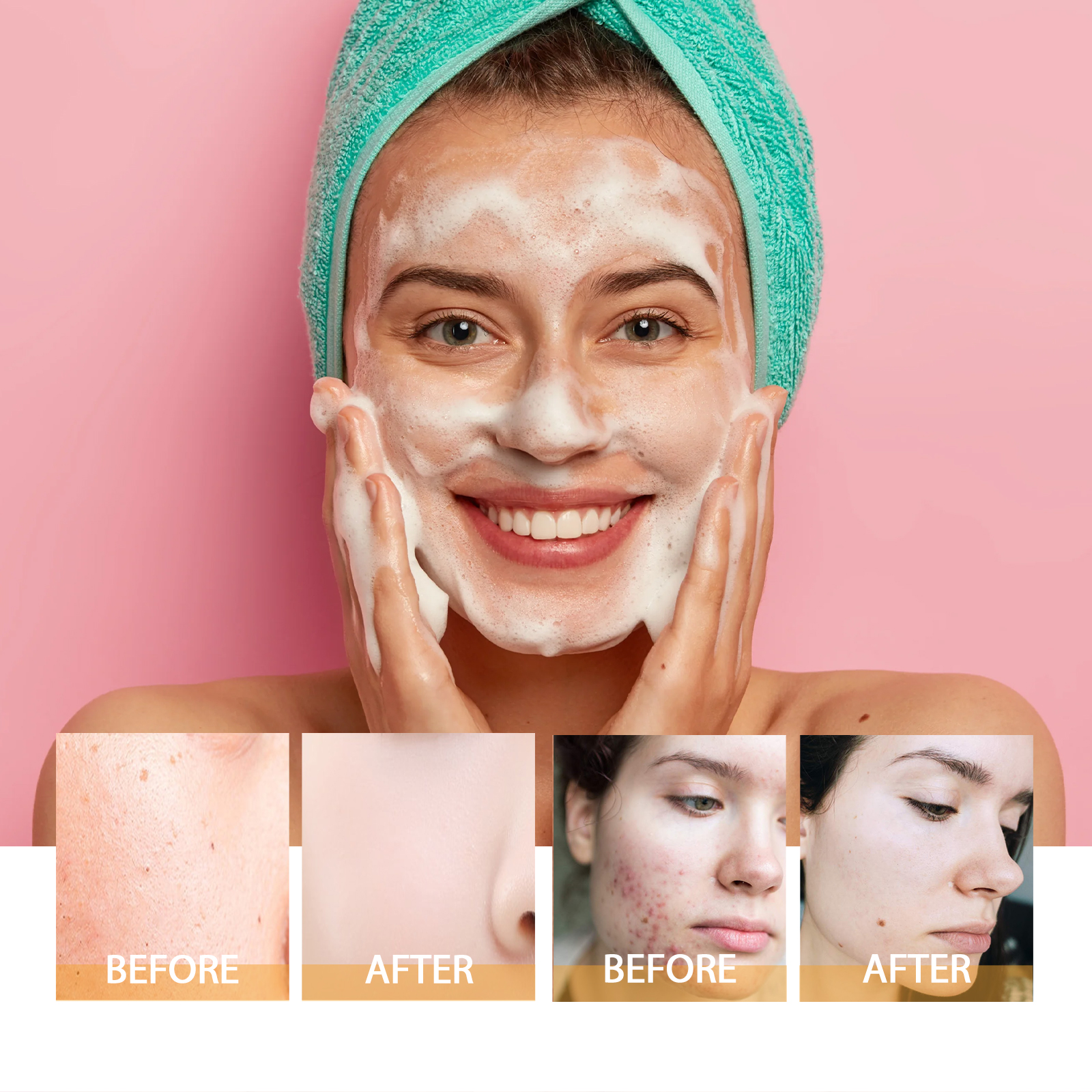 Turmeric Brightening Facial Cleanser Foam With Built-in Brush, Deep Pore Cleansing, Moisturizing Soft Skin For All Skin Types thumbnail 2