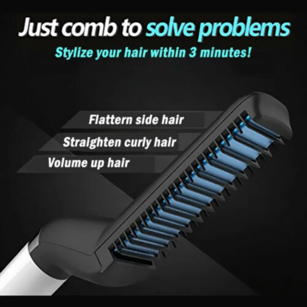 Electric Hair Straightener Brush,Men Quick Beard Straightener Styler Comb,Hair Straightening,Curly Hair Straightening Comb,Side Hair Detangling,Multifunctional Hair Curling Curler – image 5