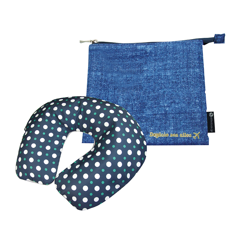 Inflatable U Shaped Travel Neck Pillow Portable Car Flight Head Rest Cushion AF8286-blue-700180