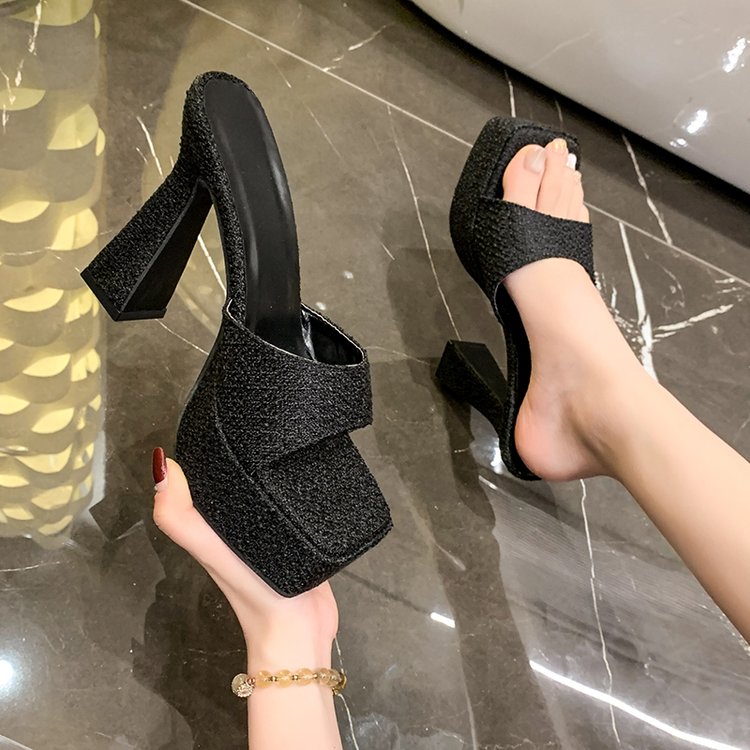 Block Heel Slide Sandals, picture 2 of 4