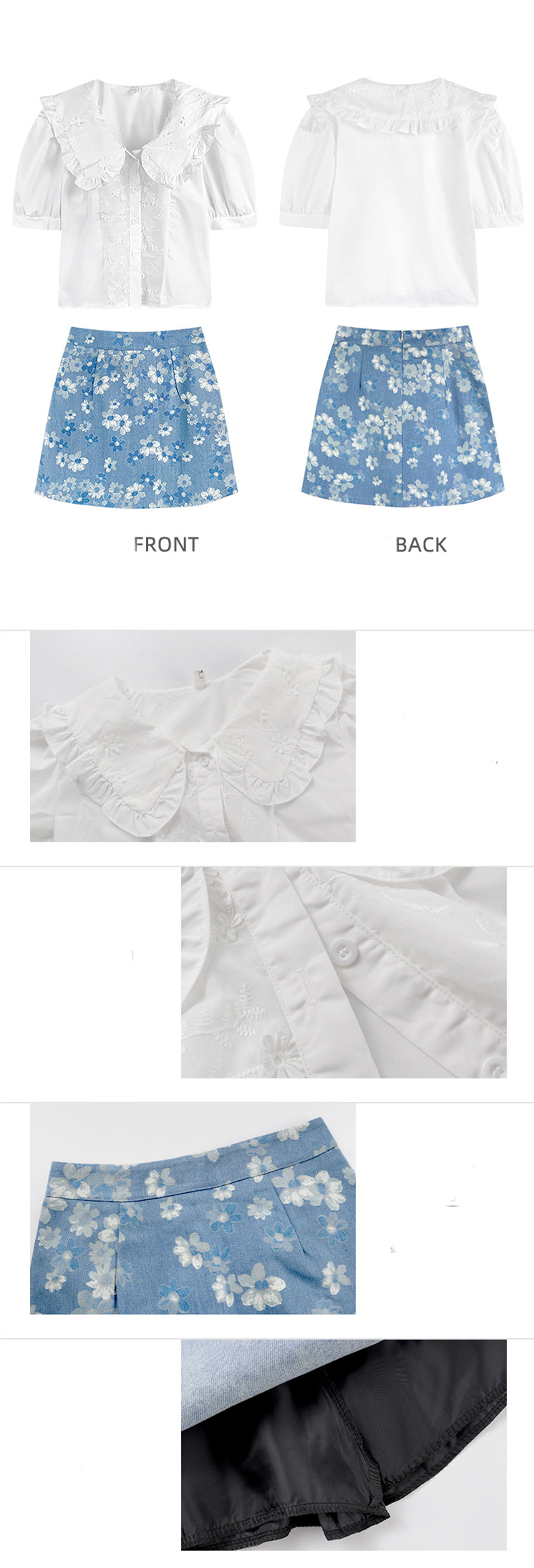 Title 9, Doll Collar Short Sleeve Shirt High Waist Flora...