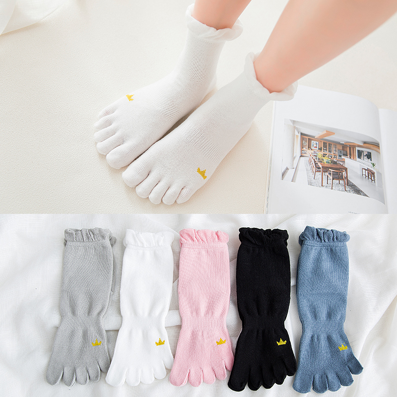 Title 12, Ladies mid-tube cotton five-finger socks