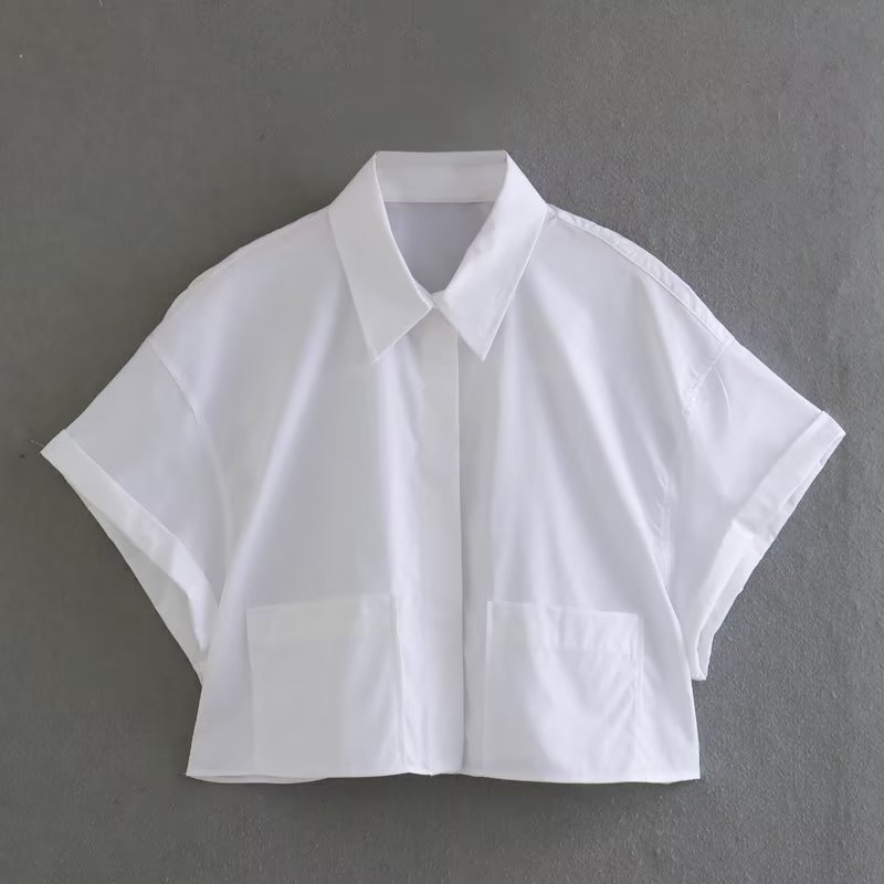 Title 14, Polo Collar Solid Color Pocket Decoration T-shi...