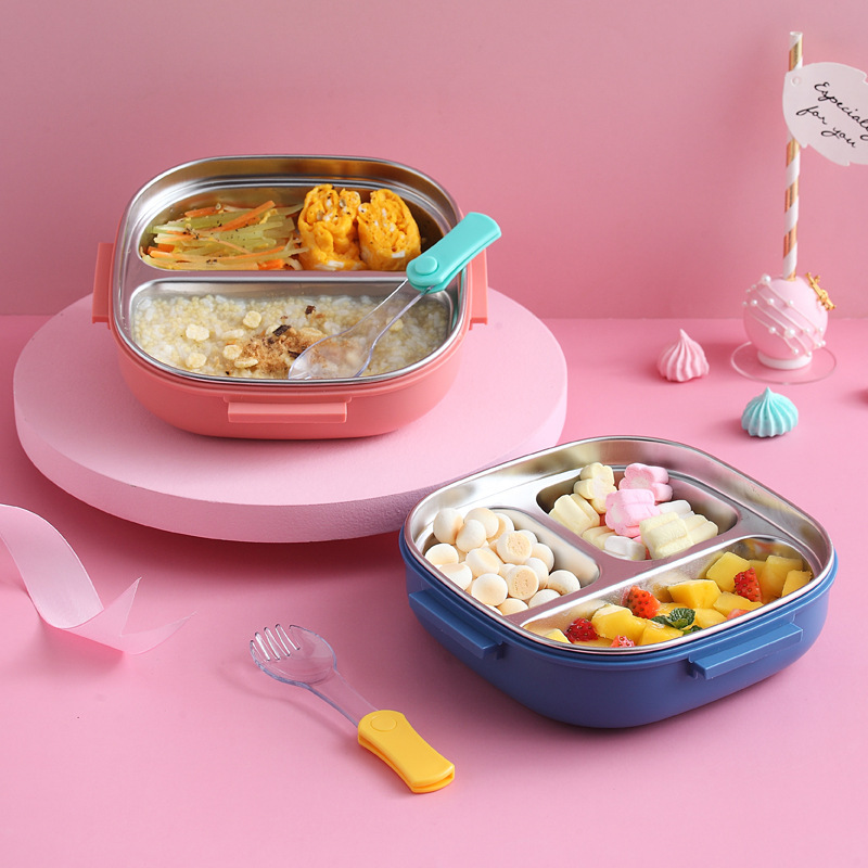 Stainless Steel Children's Portable Compartment Insulation Lunch Box