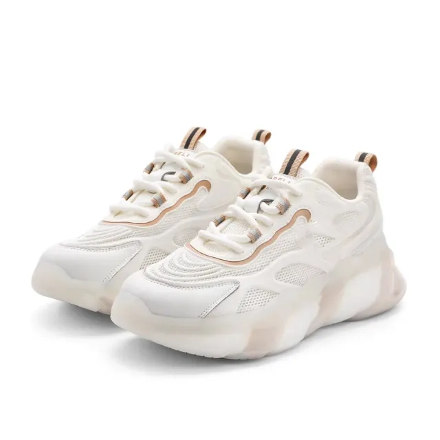 Trendy Daddy Shoes Platform Sports Mesh Casual Shoes Beige - Shop at LoveMi