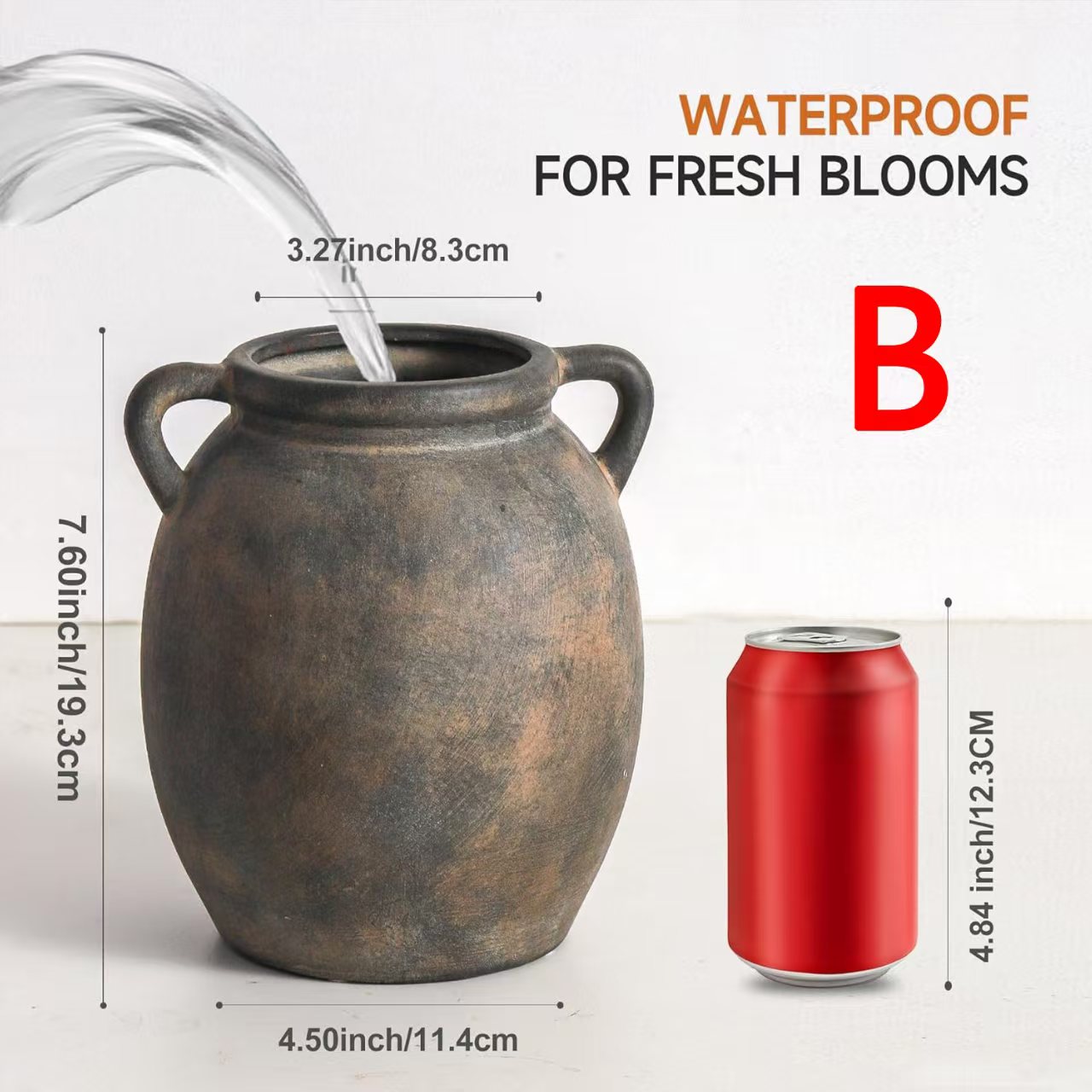 Vintage Ceramic Flower Pot Vase With Handle, Decorative Water Cultivation Jar, Home Decoration Ornament, 1pc Creative Design