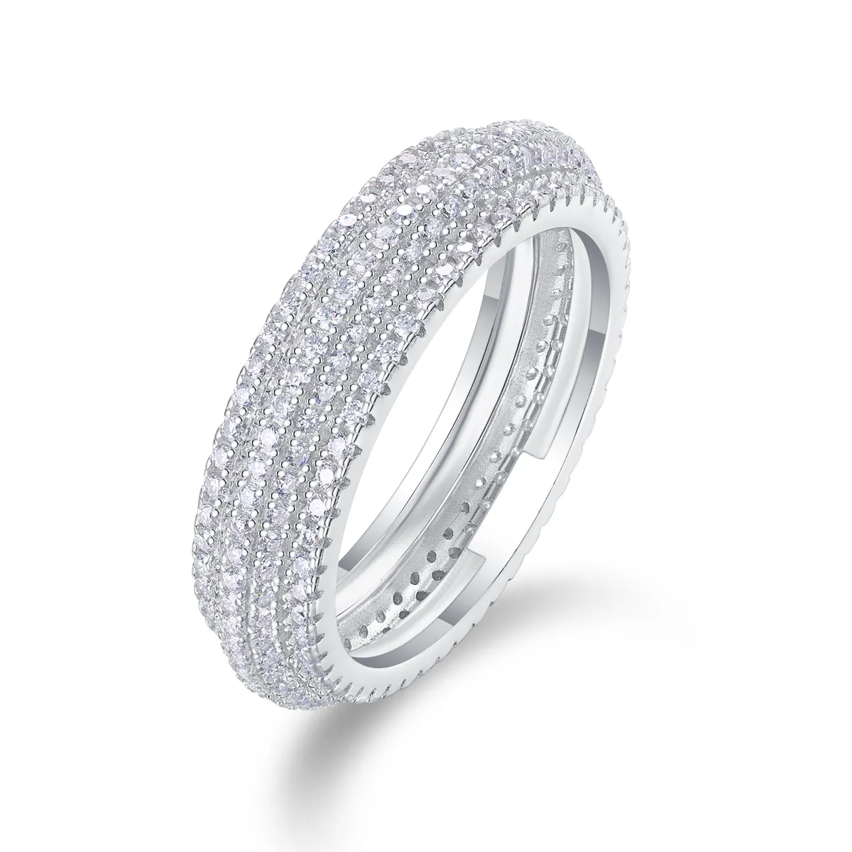 S925 Silver 3.8g Platinum Plated Moissanite Ring