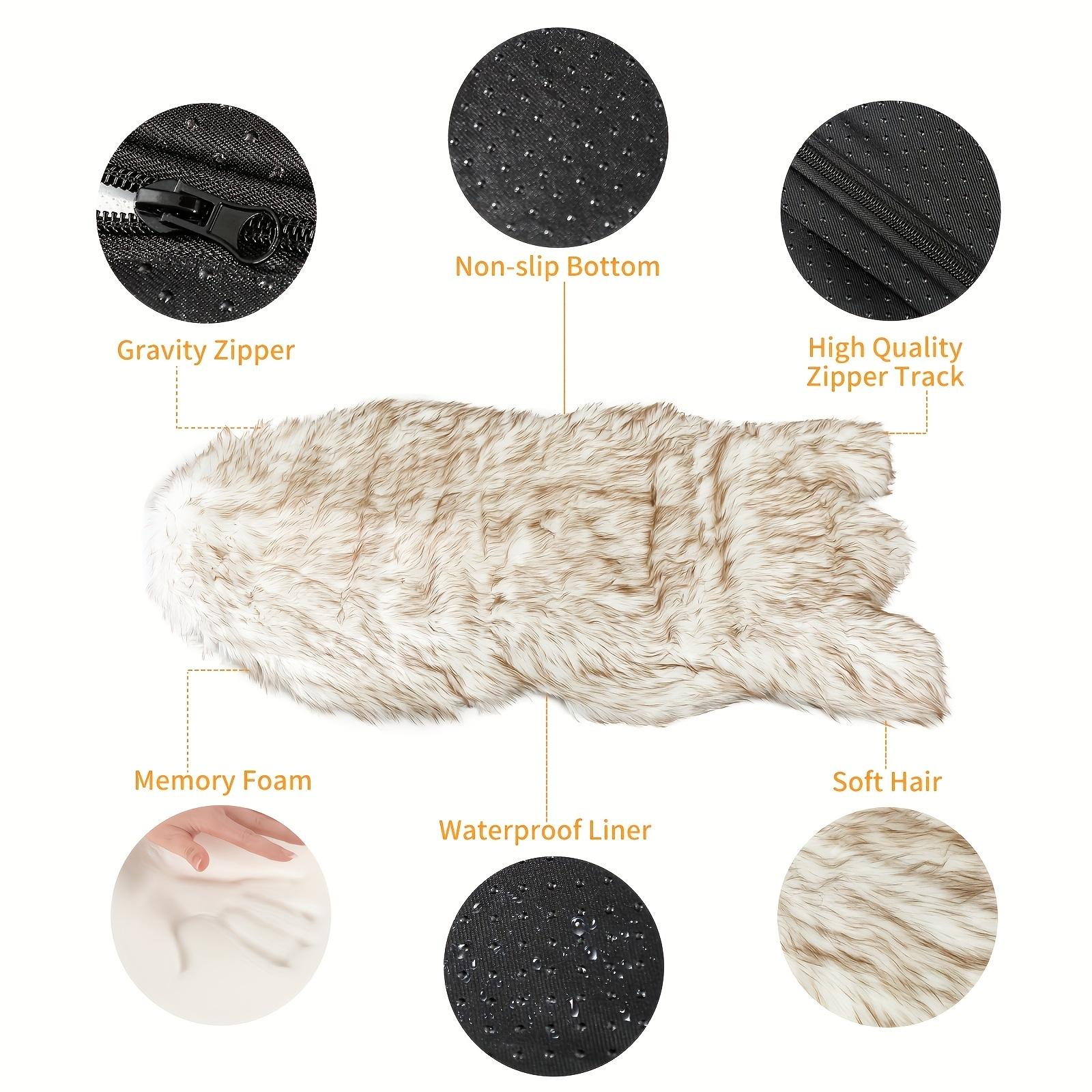 Luxury Faux Fur 5 Inches Thick Super Soft Memory Foam Dog Bed With Soft Removable Orthopedic Dog Bed Cover And Waterproof Liner