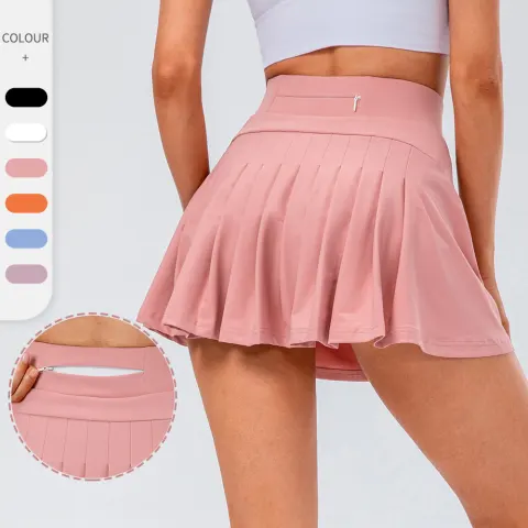 High Quality Tennis Skirt with Zipped Pocket Women Pleated