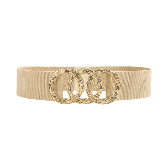 Ladies Belt High Sense Decoration With Suit Dress With Coat Geometric Circle Buckle Wide Belt Khaki - Shop at LoveMi