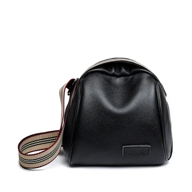 Female Shell Top Layer Cowhide One shoulder Messenger Bag Black - Shop at LoveMi
