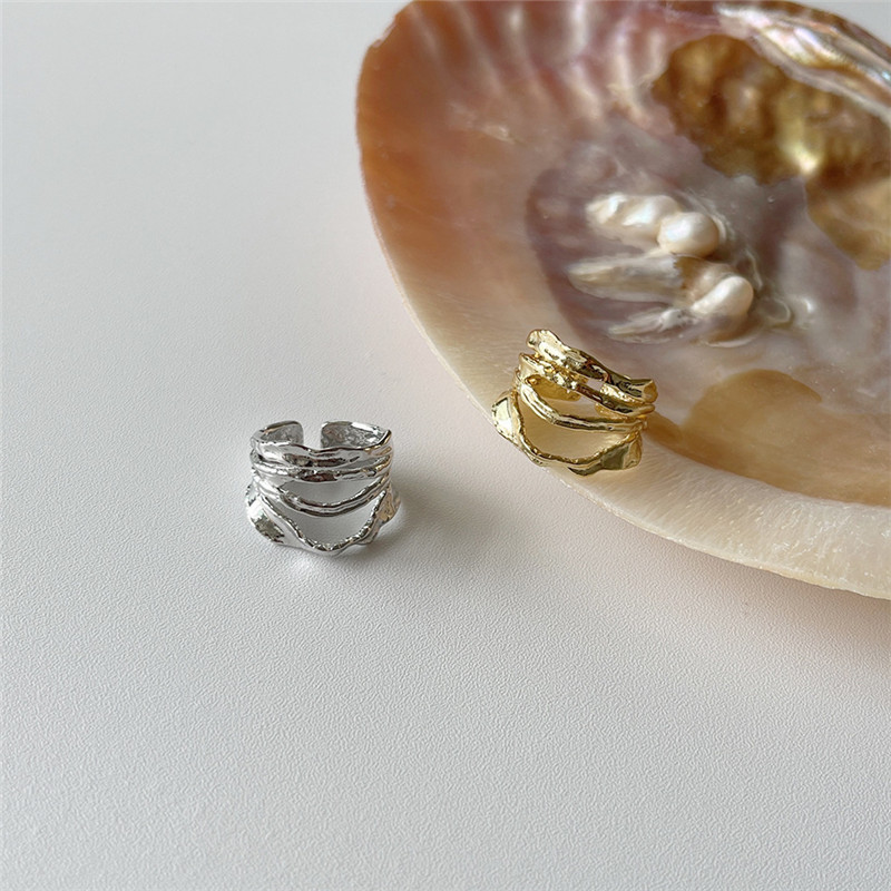 Small Irregular Copper Gold-plated Ring Female Adjustable Fashion Temperament Cold Wind Ring