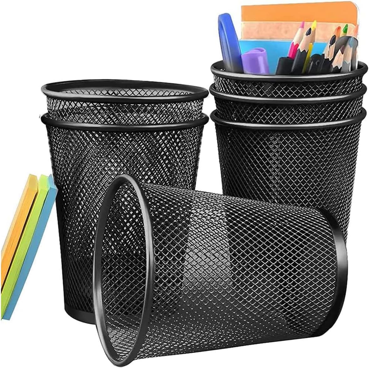 Porte-stylos en maille 6 unités, crayons de rangement de bureau pour fournitures de bureau, de maison, de classe et de papeterie