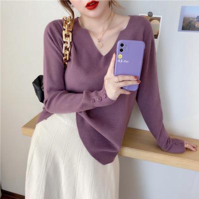Gentle Wind Autumn New Women's V-neck Sweater
