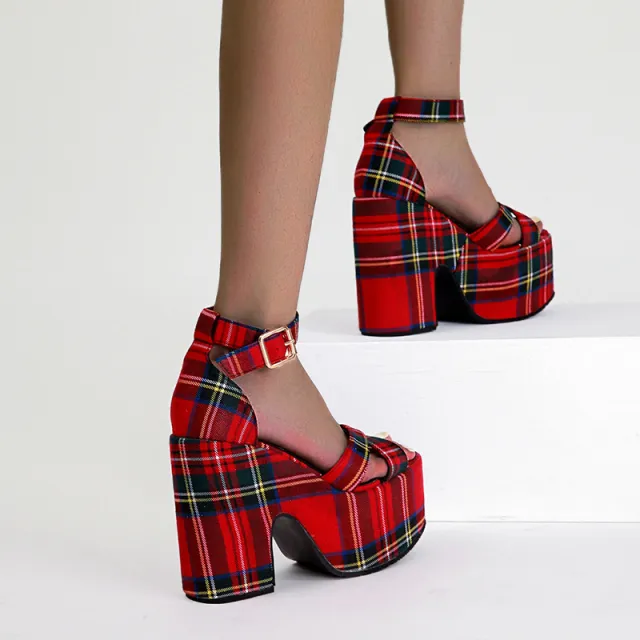 New Women Shoes Thick High Heeled Platform Red - Shop at LoveMi