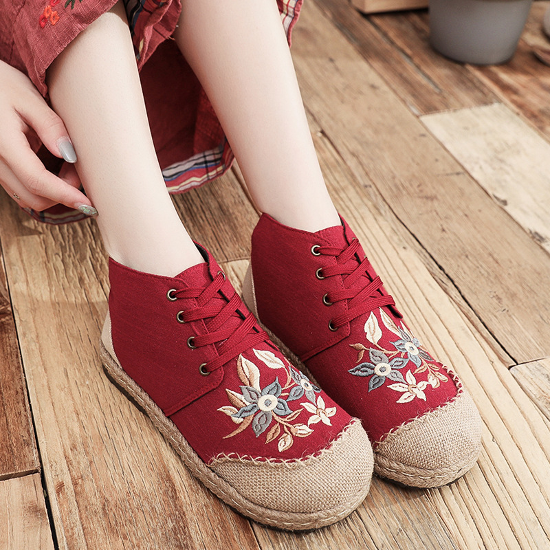 Women's Lace-Up Mid-Top Casual Short Boots