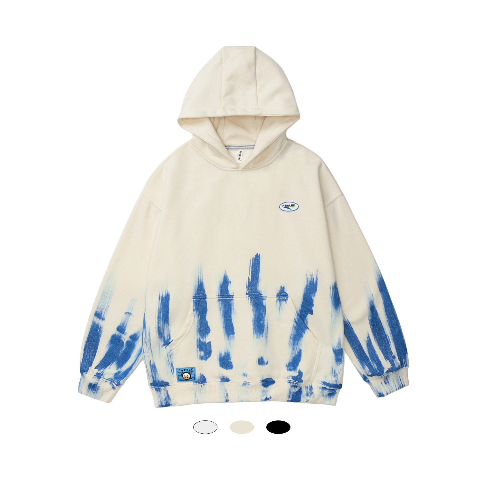 Chinese Style Trendy Tie-dye Loose Hooded Plus Fleece Sweater