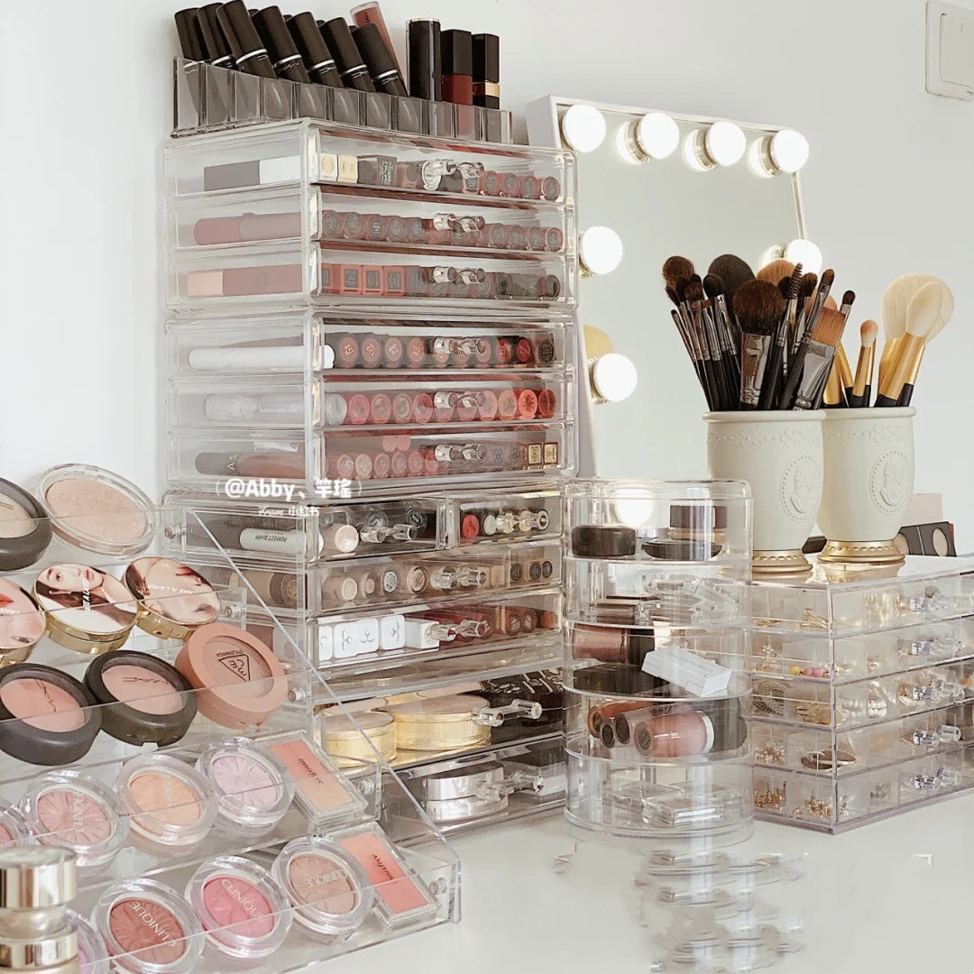 Desktop Lipstick Lip Glaze Cosmetic Makeup Storage Box Acrylic Dressing Table Shelf