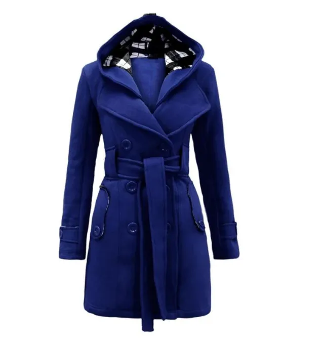 Double breasted mid length coat Blue - Shop at LoveMi