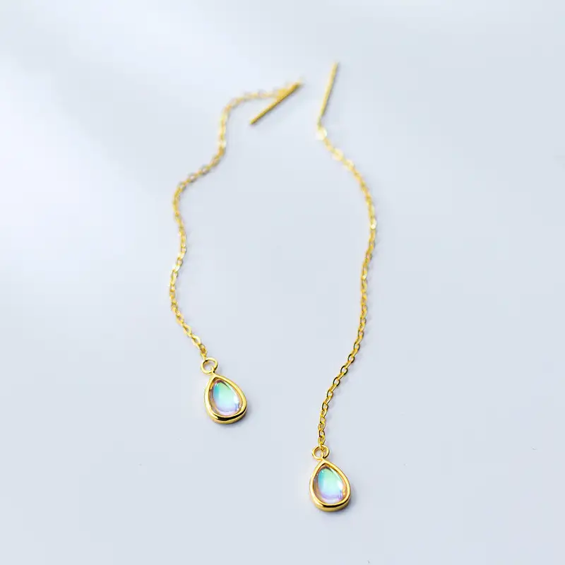 S925 Silver Girl Sweet Colorful Droplet Earline Jewelry Earrings