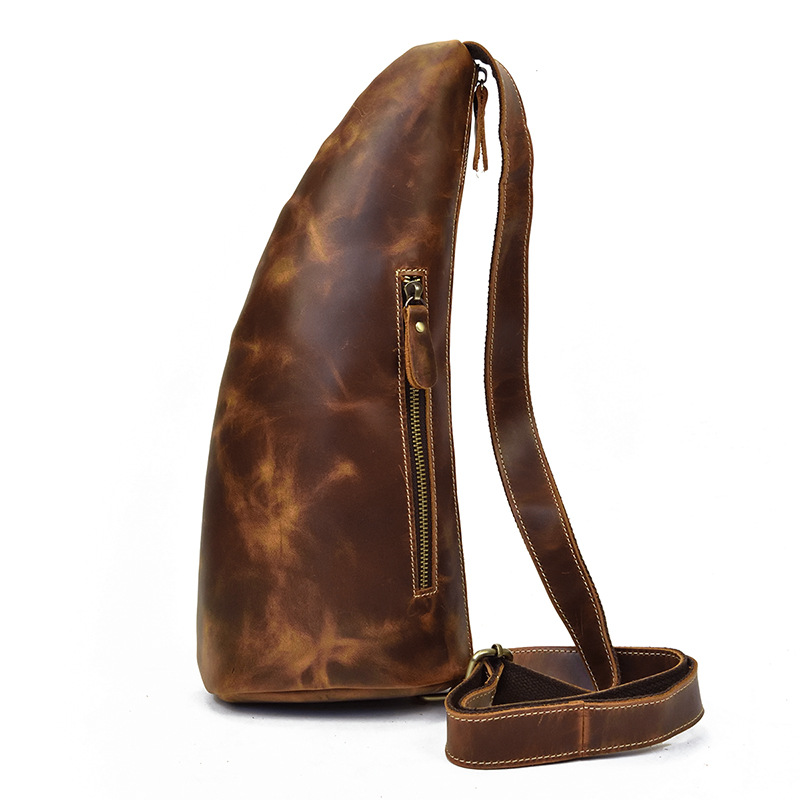 European And American Retro Men's Chest Bag Crazy Horseskin — foto 2