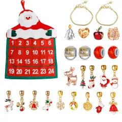Christmas Ornaments Advent Handbag Bracelet Necklace Beaded Gift Set - Cloth Bag Matching Models - View 1