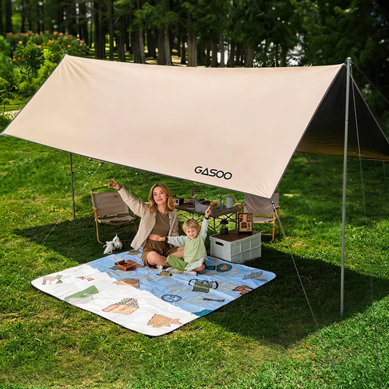Black Coated Camping Tarp Tent, Large Waterproof