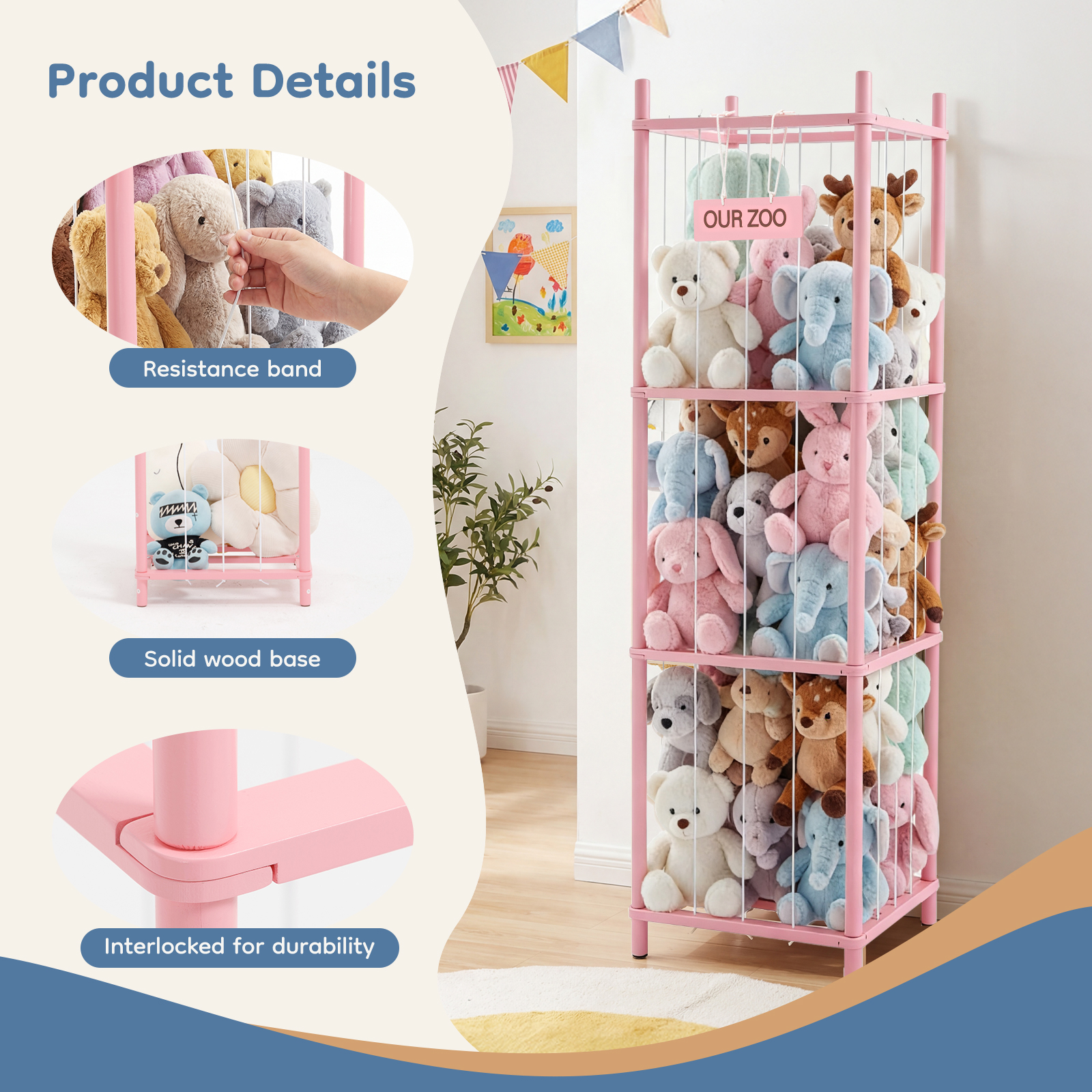 Wooden Toy Storage Rack, Suitable For Saving Space In Children's Rooms, Bedrooms, Baby Rooms And Children's Activity Rooms.