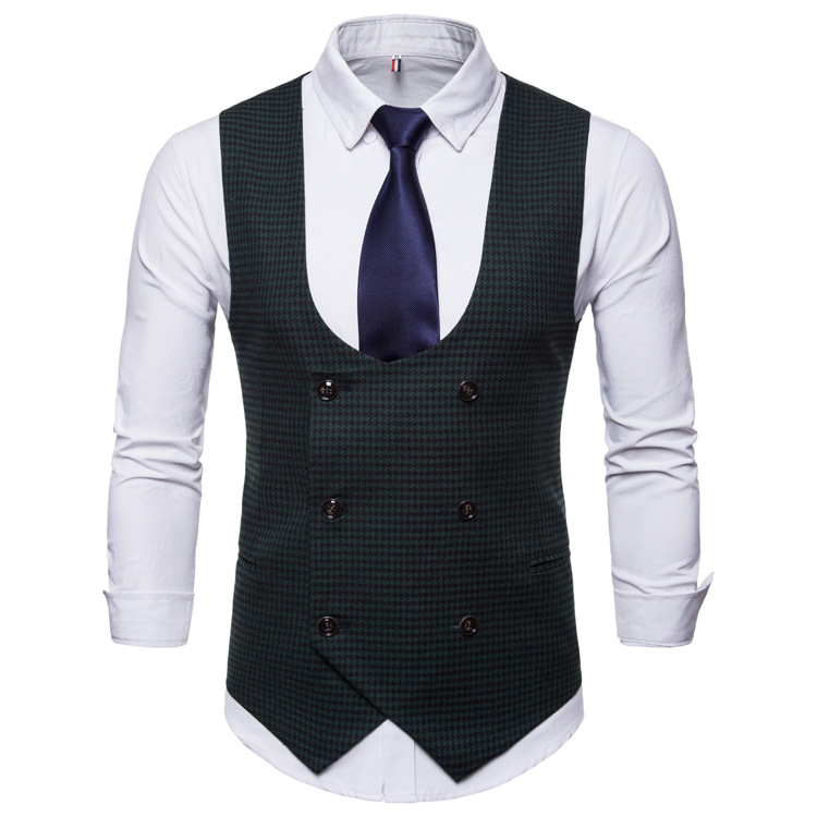 Title 3, Houndstooth herenmode casual vest, slim fit, sa...