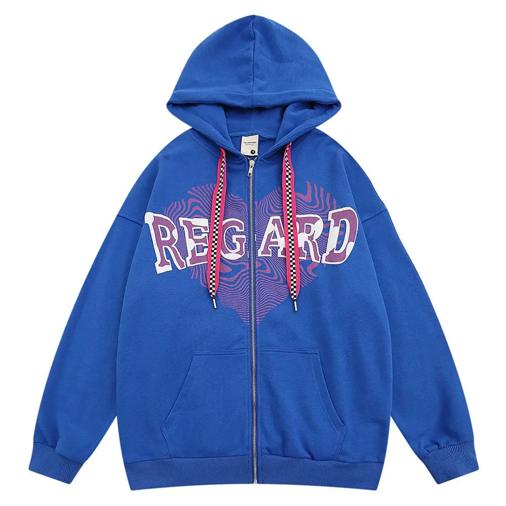 Heart Letter Print Niche Hooded Cardigan