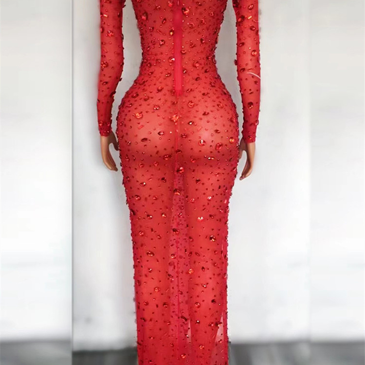 Rhinestone Tassel Mesh Elastic Thin Latin Dance Skirt