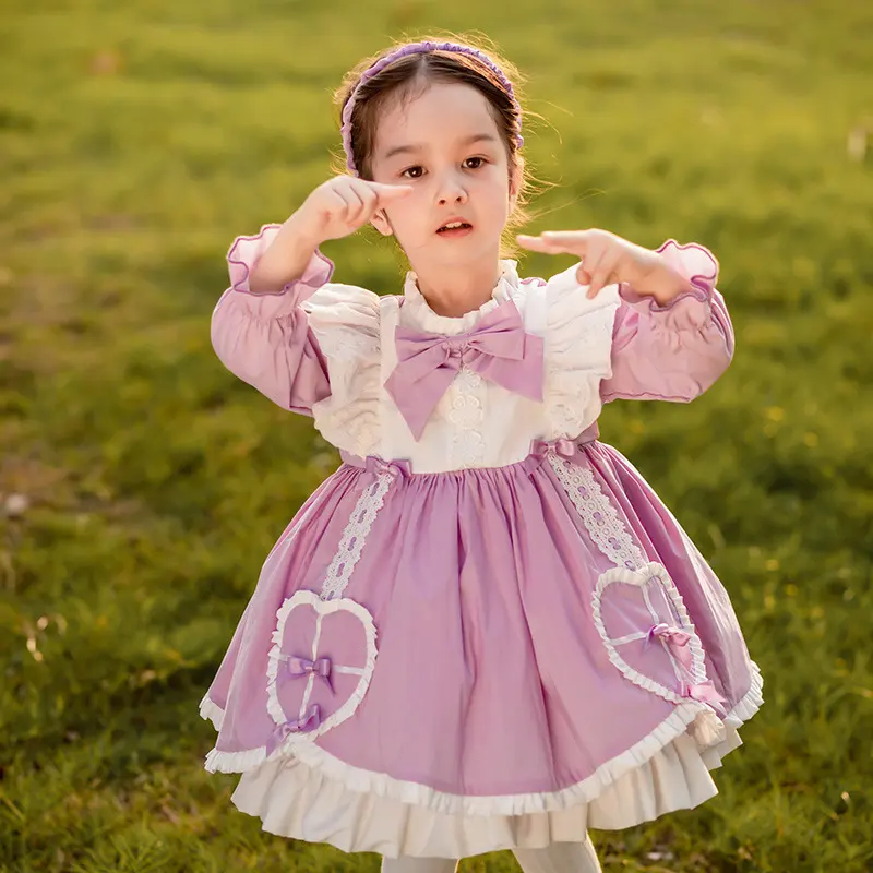 Autumn and Winter Bow Girls Puffy Dress