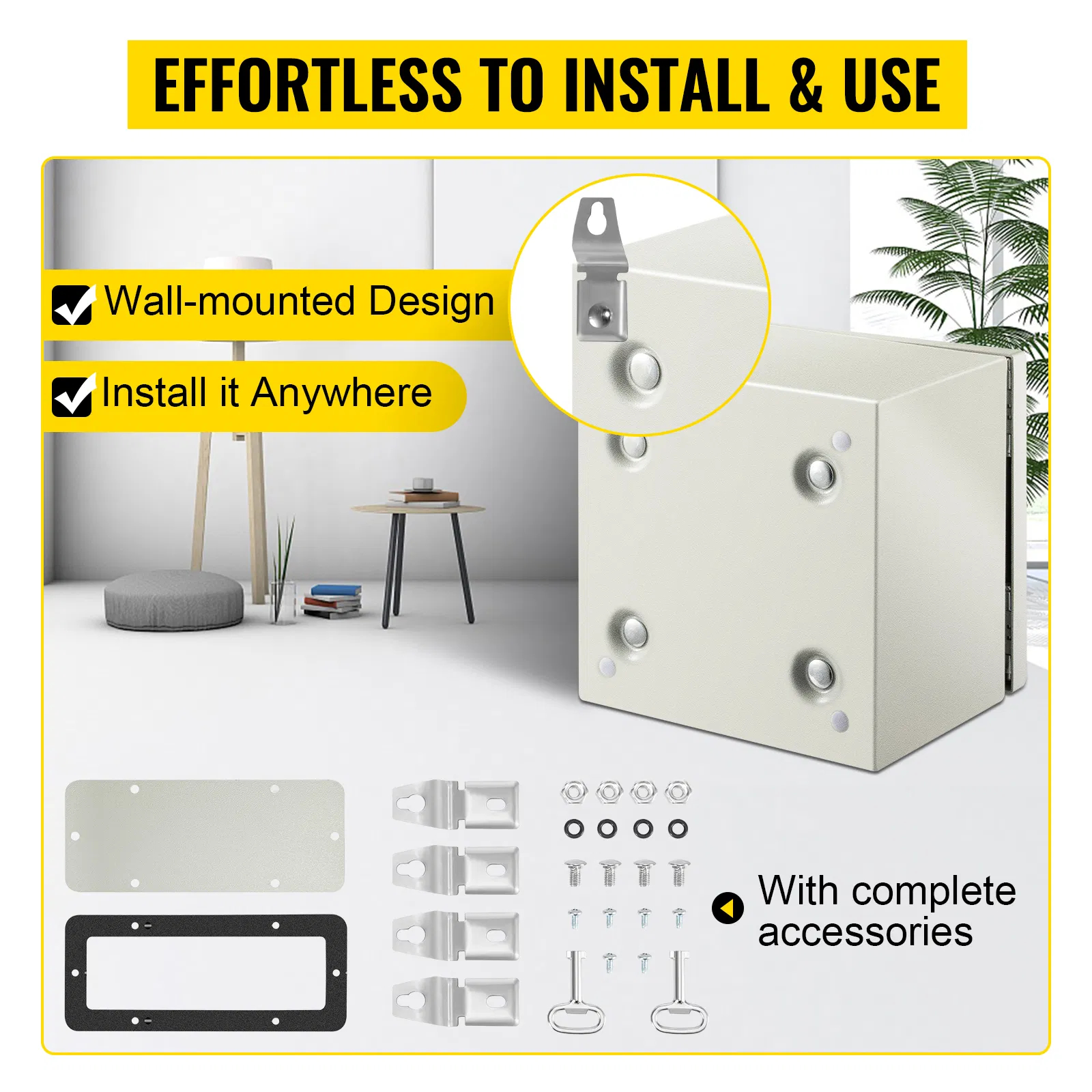 VEVOR NEMA Steel Enclosure,  NEMA 4X Steel Electrical Box, IP66 Waterproof & Dustproof, Outdoor Indoor Electrical Junction Box